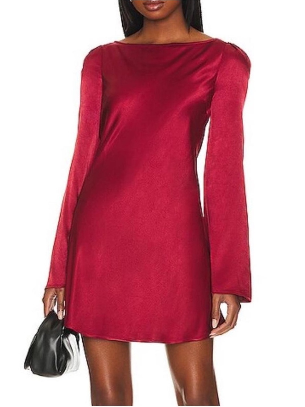 Stone Cold Fox Crimson Satin Long-Sleeve Mini Dress